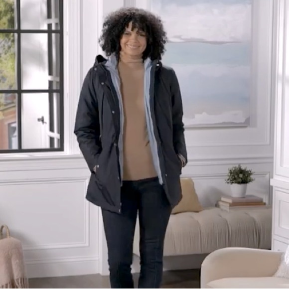 2-in-1 ! Susan Graver Water Resistant Systems Jacket, Black & Dark Gray, A460573 - Picture 3 of 13